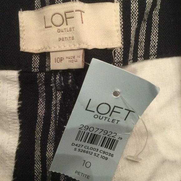 Loft Outlet Linen Blend High-Rise Stripped Cropped Pants Size 10P - Picture 5 of 11